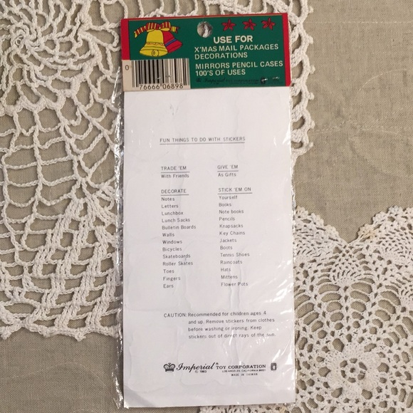 Vintage Christmas Puffy Stickers And Candle Tin NOS 1980s - Picture 14 of 17